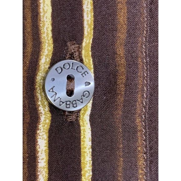 Mens Dolce & Gabbana Shirt Medium Italy Stripe Vintage Half Button Placket  1636 - Picture 9 of 9